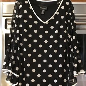 Size 14 Black & White Polka Dot Blouse Frank Lyman